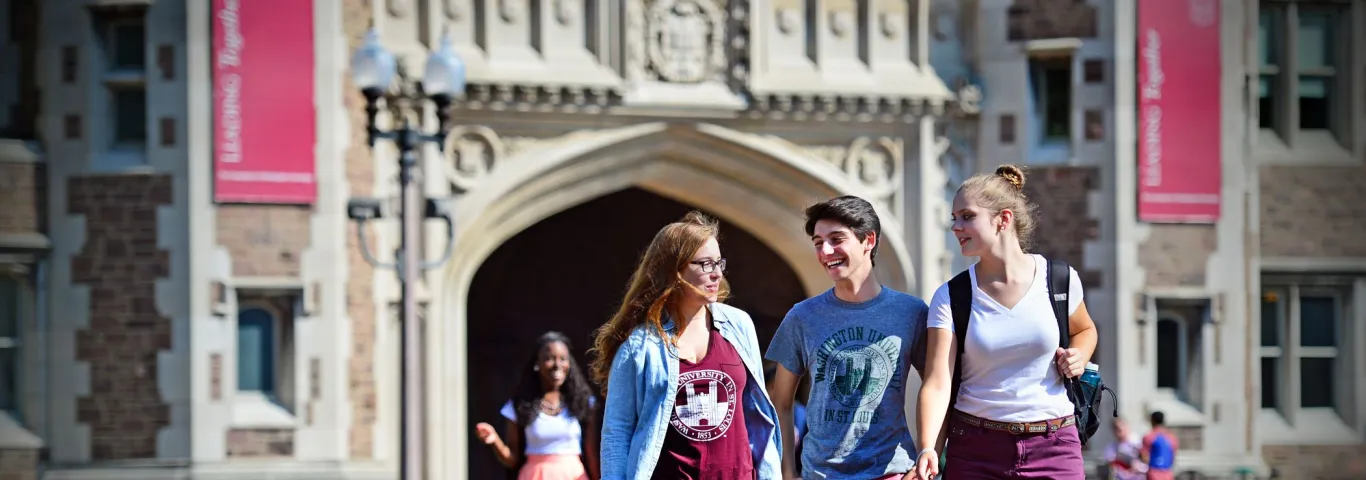 Students walking in front of Brookings