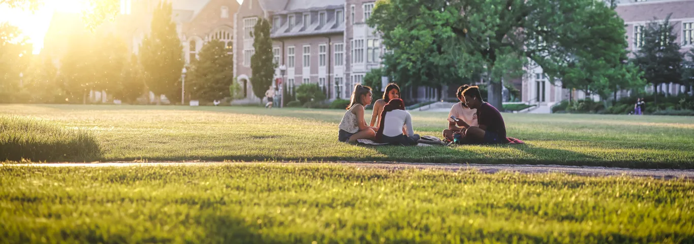 Students sitting on WashU quad