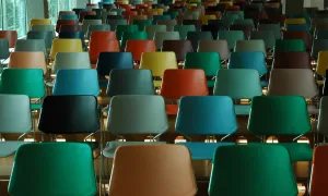 rows of empty desks