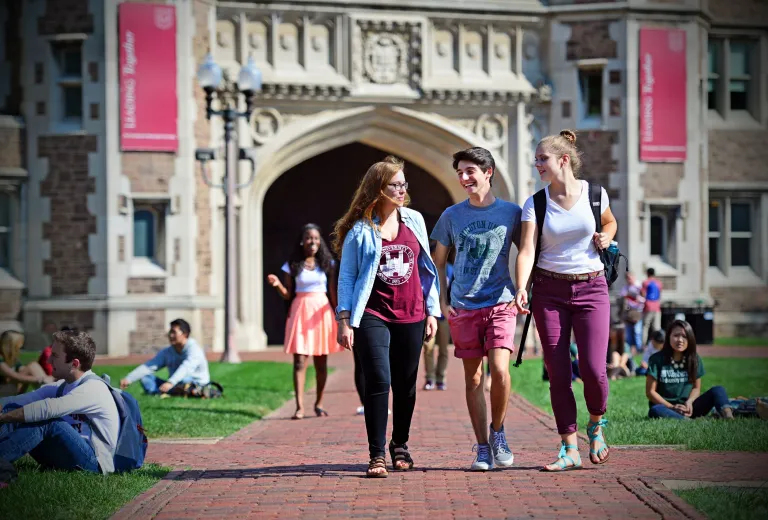 Students walking in front of Brookings