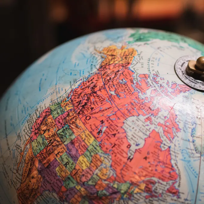image of globe focused on north america